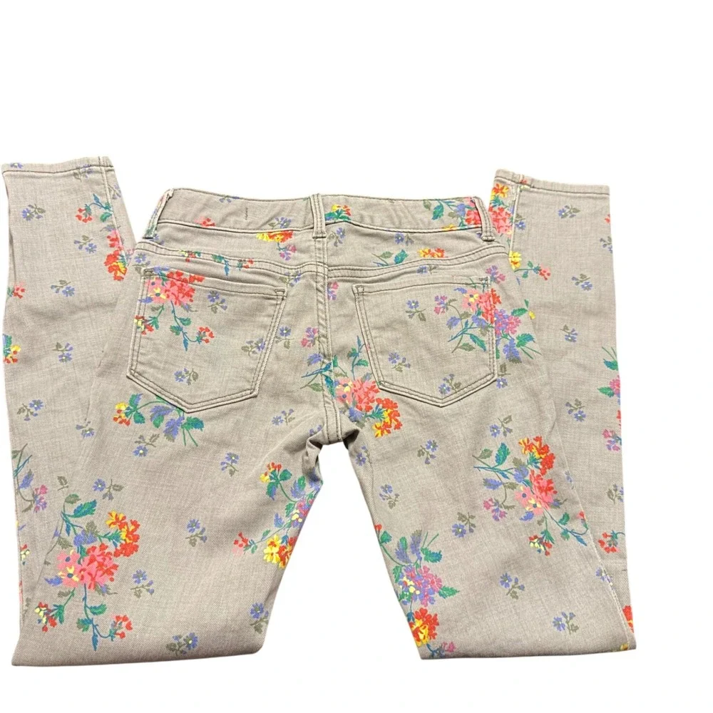 Gap Kids Girls‎ Gray Floral Stretch Super Skinny Jeans Size 8 Regular Adjustable